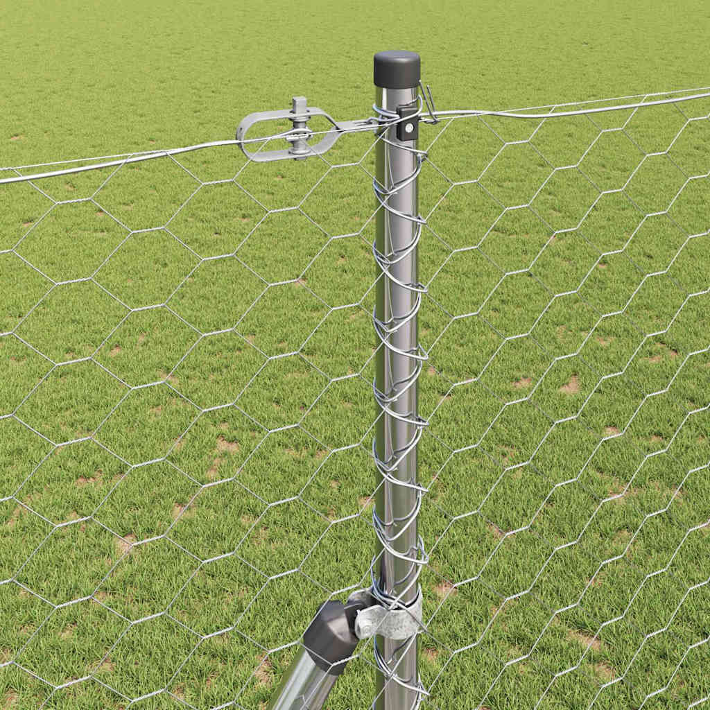 Fence with Posts Silver 1.5 x 100 m PVC-coated steel