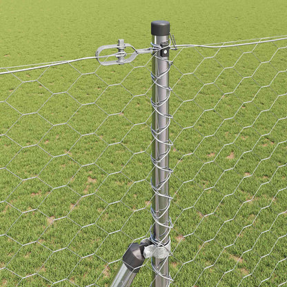 Fence with Posts Silver 1.5 x 100 m PVC-coated steel