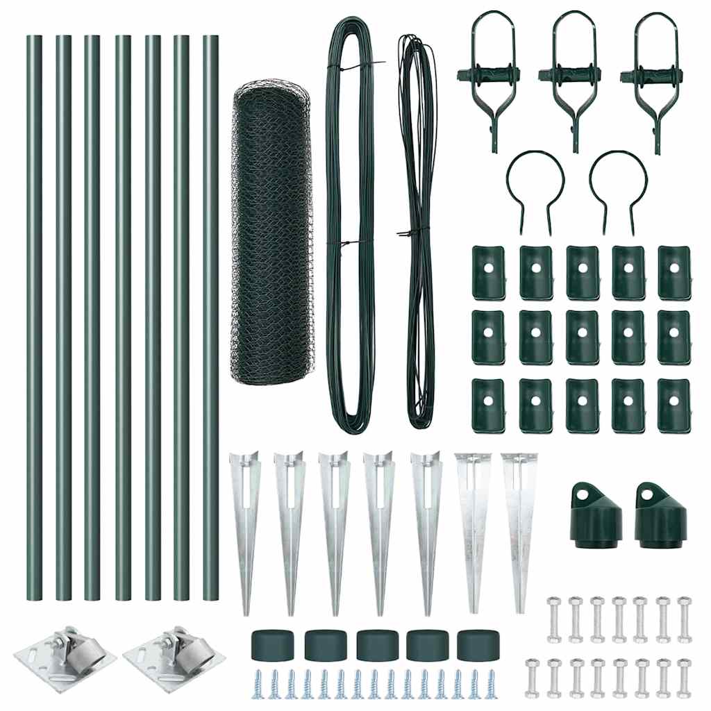 Fence with Posts Green 0.4 x 10 m PVC-coated steel