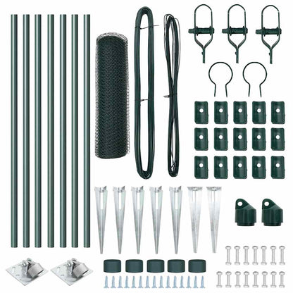 Fence with Posts Green 0.5 x 10 m PVC-coated steel