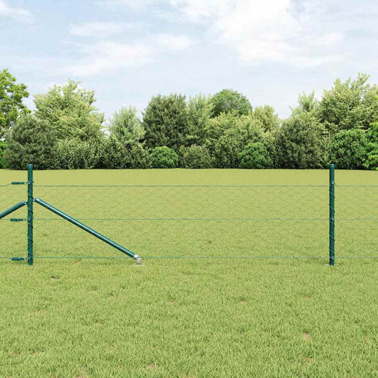 Fence with Posts Green 0.5 x 10 m PVC-coated steel