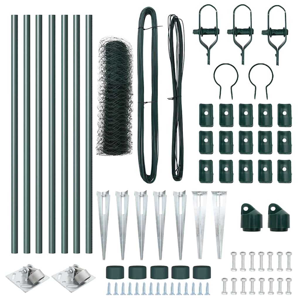 Fence with Posts Green 0.8 x 10 m PVC-coated steel