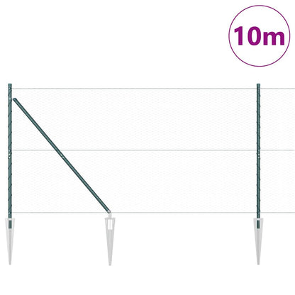 Fence with Posts Green 1.2 x 10 m PVC-coated steel
