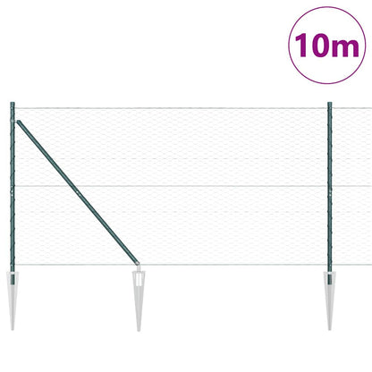 Fence with Posts Green 1.4 x 10 m PVC-coated steel