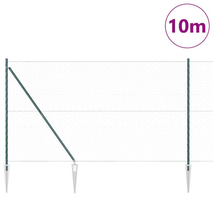 Fence with Posts Green 1.5 x 10 m PVC-coated steel