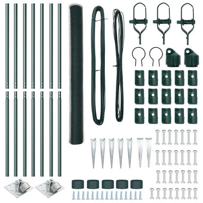 Fence with Posts Green 1.6 x 10 m PVC-coated steel