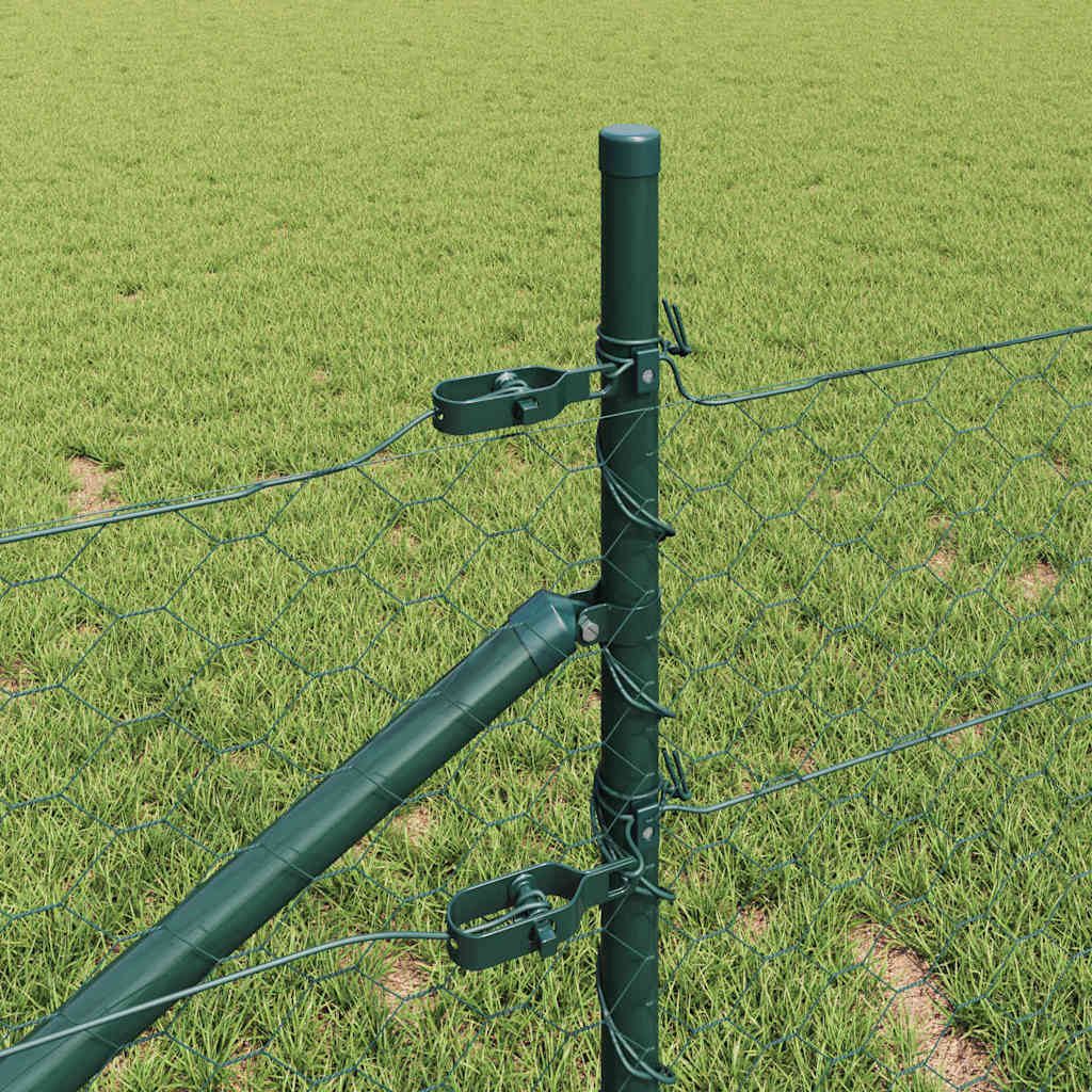 Fence with Posts Green 0.4 x 25 m PVC-coated steel