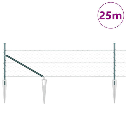 Fence with Posts Green 0.4 x 25 m PVC-coated steel