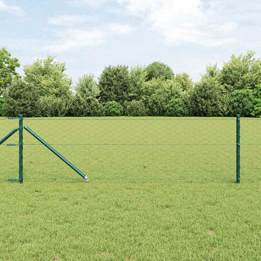 Fence with Posts Green 0.8 x 25 m PVC-coated steel