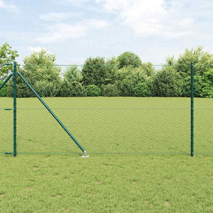 Fence with Posts Green 1 x 25 m PVC-coated steel