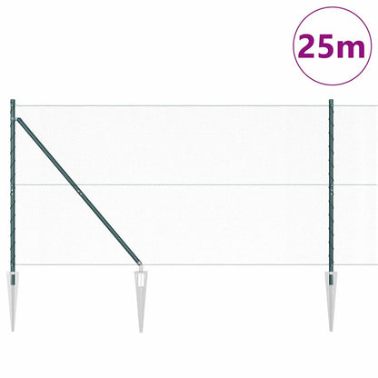 Fence with Posts Green 1.2 x 25 m PVC-coated steel