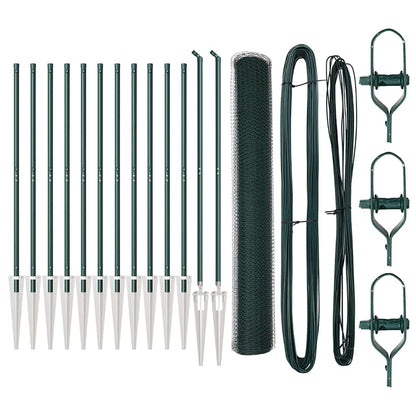 Fence with Posts Green 1.4 x 25 m PVC-coated steel