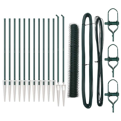 Fence with Posts Green 1.4 x 25 m PVC-coated steel