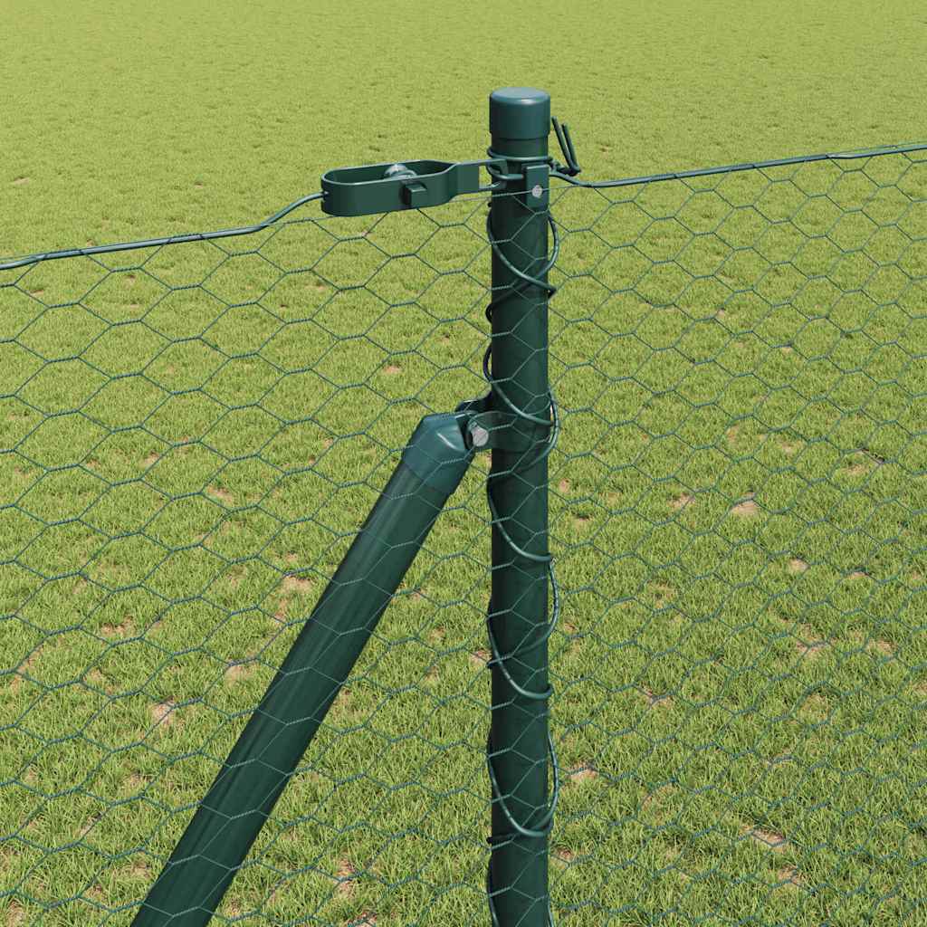 Fence with Posts Green 1.6 x 25 m PVC-coated steel