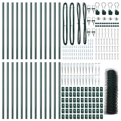 Fence with Posts Green 0.8 x 50 m PVC-coated steel