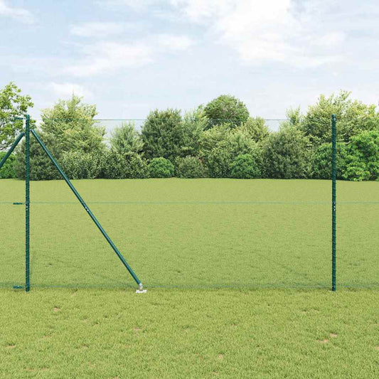 Fence with Posts Green 1.5 x 50 m PVC-coated steel
