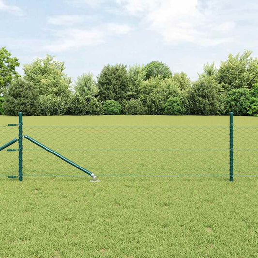 Fence with Posts Green 0.4 x 100 m PVC-coated steel