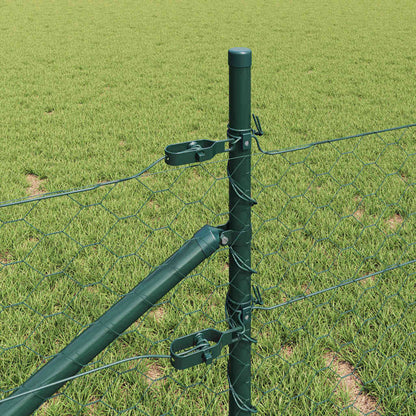 Fence with Posts Green 0.4 x 100 m PVC-coated steel