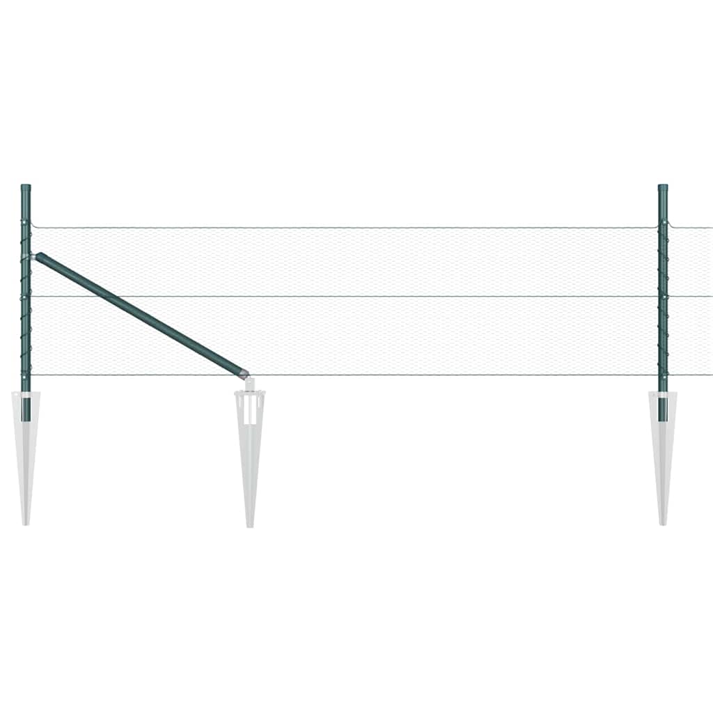 Fence with Posts Green 0.5 x 100 m PVC-coated steel
