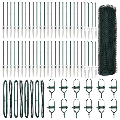 Fence with Posts Green 0.6 x 100 m PVC-coated steel