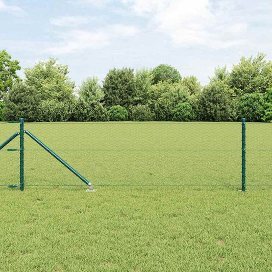 Fence with Posts Green 0.6 x 100 m PVC-coated steel