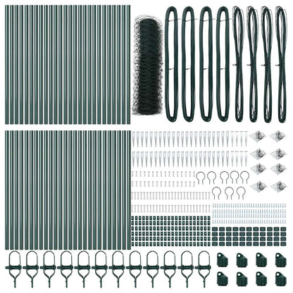 Fence with Posts Green 0.8 x 100 m PVC-coated steel