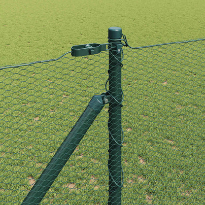 Fence with Posts Green 1 x 100 m PVC-coated steel