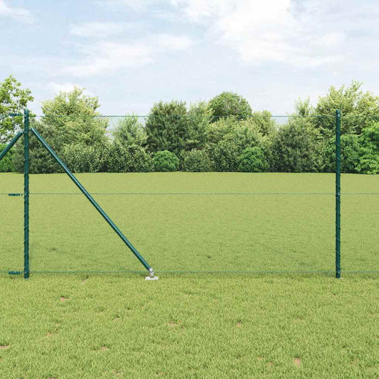 Fence with Posts Green 1 x 100 m PVC-coated steel