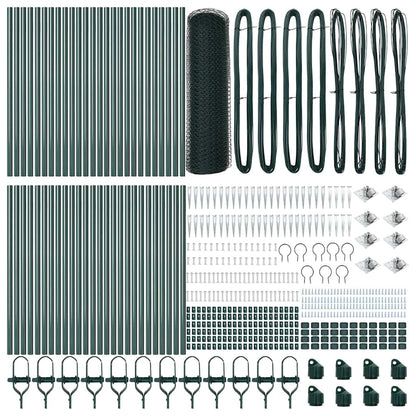 Fence with Posts Green 1 x 100 m PVC-coated steel
