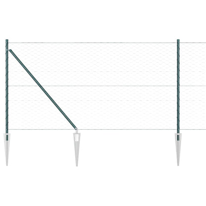 Fence with Posts Green 1 x 100 m PVC-coated steel
