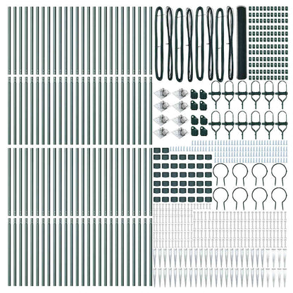 Fence with Posts Green 1.4 x 100 m PVC-coated steel