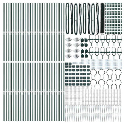Fence with Posts Green 1.4 x 100 m PVC-coated steel