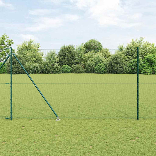 Fence with Posts Green 1.5 x 100 m PVC-coated steel
