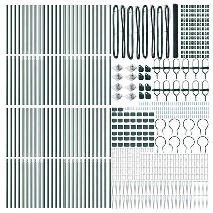 Fence with Posts Green 1.5 x 100 m PVC-coated steel