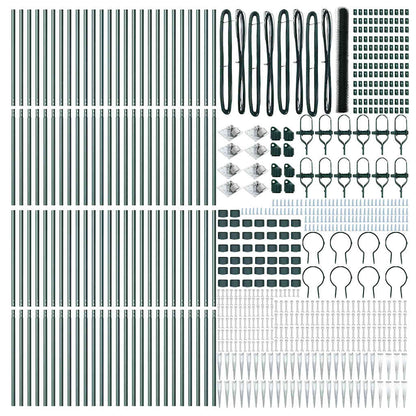 Fence with Posts Green 1.5 x 100 m PVC-coated steel