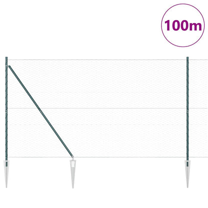 Fence with Posts Green 1.5 x 100 m PVC-coated steel