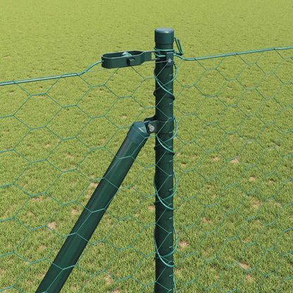 Fence with Posts Green 1.5 x 100 m PVC-coated steel