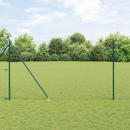 Fence with Posts Green 1.5 x 100 m PVC-coated steel