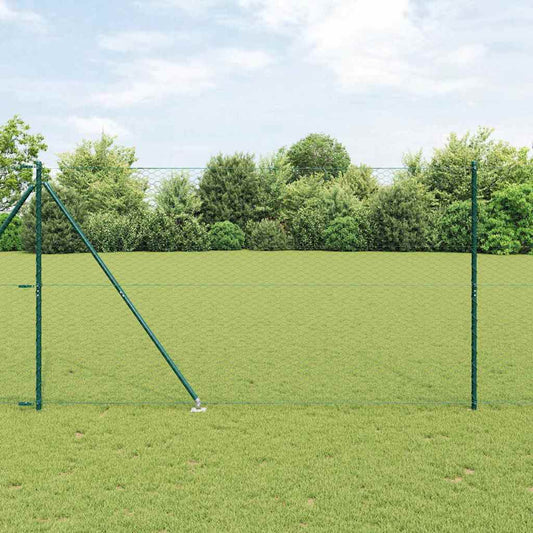 Fence with Posts Green 1.6 x 100 m PVC-coated steel