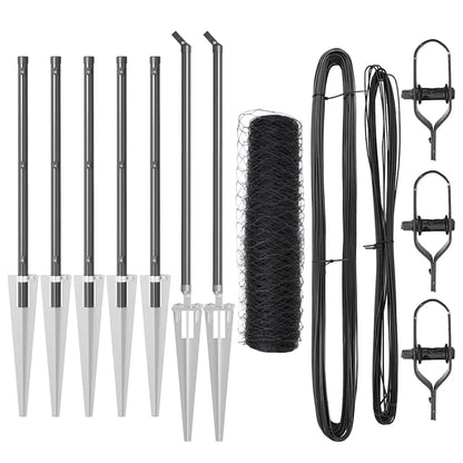 Fence with Posts Grey 0.4 x 10 m PVC-coated steel