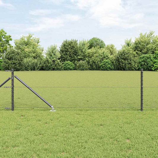Fence with Posts Grey 0.6 x 10 m PVC-coated steel
