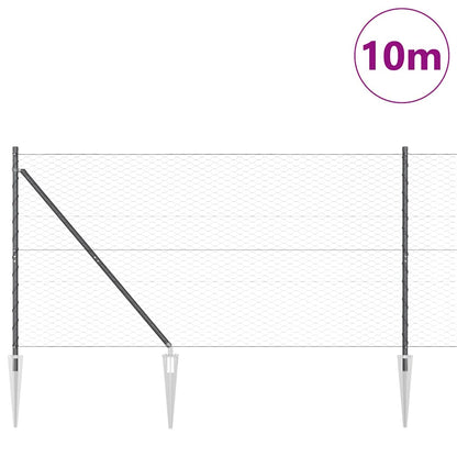 Fence with Posts Grey 1.4 x 10 m PVC-coated steel