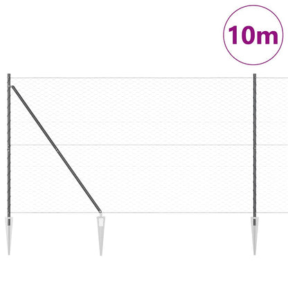 Fence with Posts Grey 1.5 x 10 m PVC-coated steel