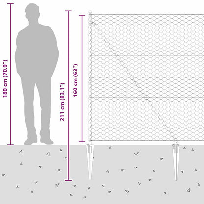 Fence with Posts Grey 1.6 x 10 m PVC-coated steel