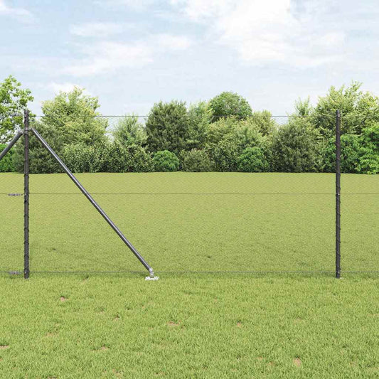 Fence with Posts Grey 1 x 25 m PVC-coated steel
