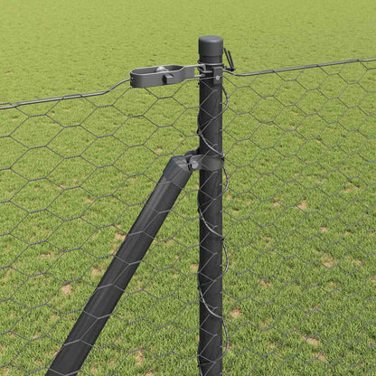 Fence with Posts Grey 1.5 x 25 m PVC-coated steel