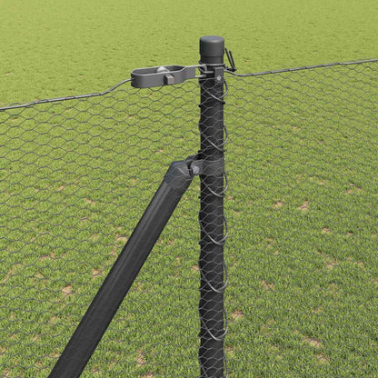 Fence with Posts Grey 1.6 x 25 m PVC-coated steel