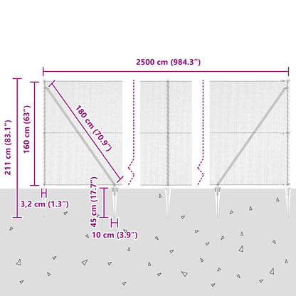 Fence with Posts Grey 1.6 x 25 m PVC-coated steel