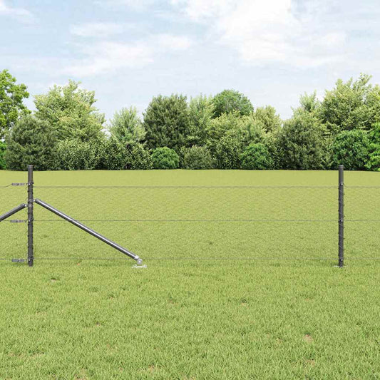 Fence with Posts Grey 0.4 x 50 m PVC-coated steel