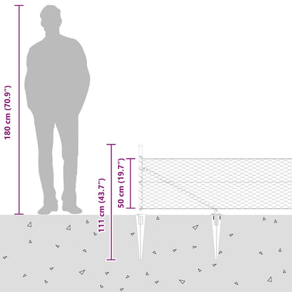 Fence with Posts Grey 0.5 x 50 m PVC-coated steel